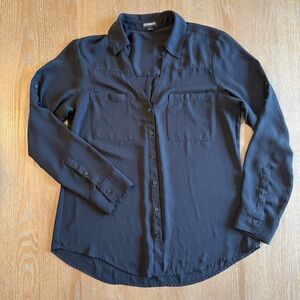 Express Black Button-Up Blouse